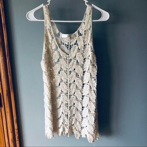 Francesca’s Collections open lace cream tank top